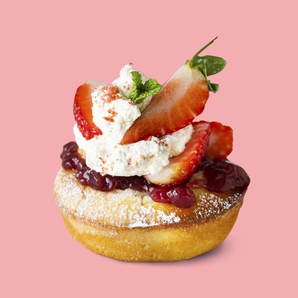 cute mini strawberry shortcake on pink